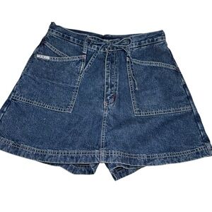 R.V.T. Women’s denim SKORTS SZ 28”X 15” Blue High Waist  100% Cotton Zip/Button